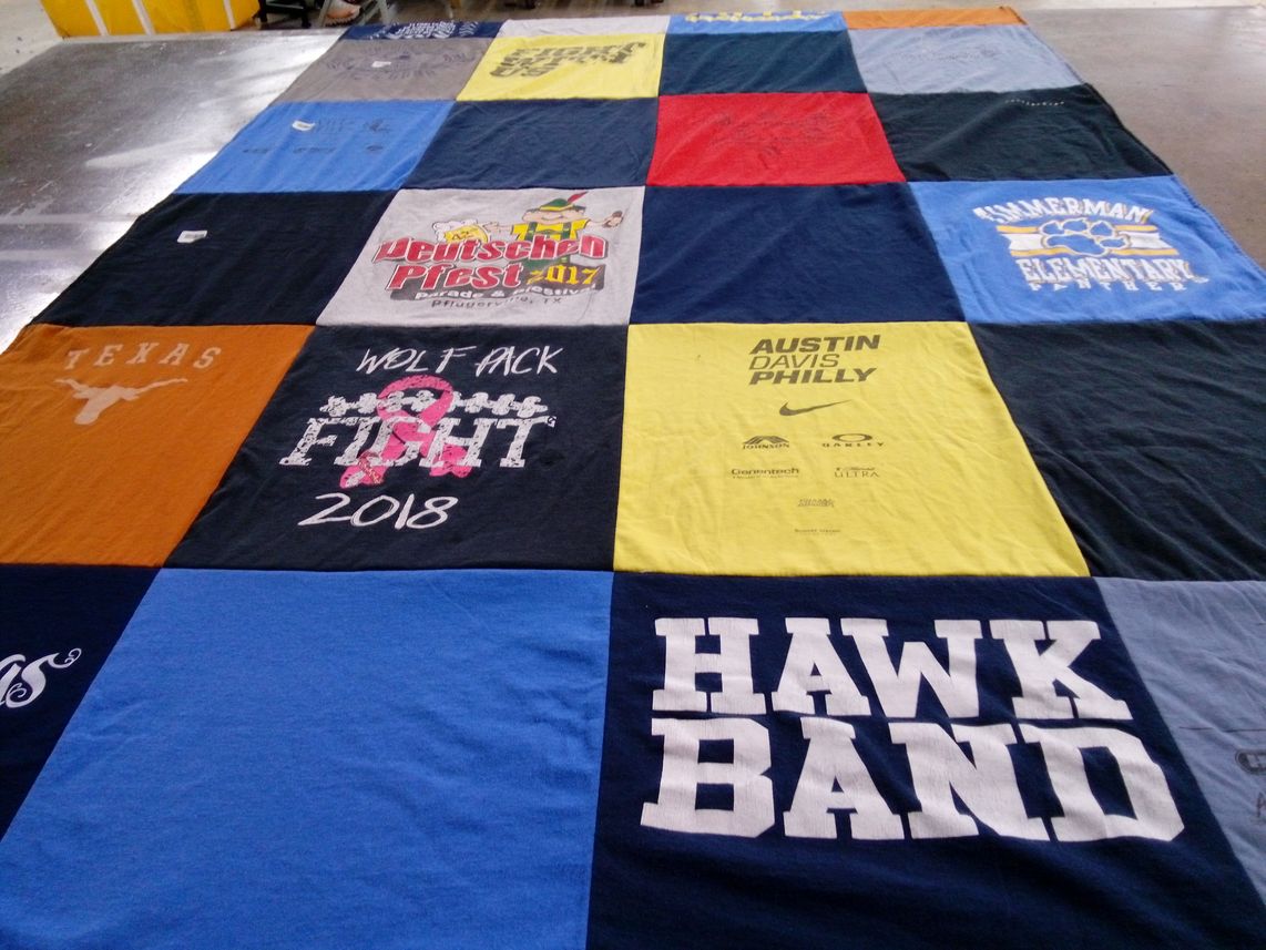 T-shirt quilt featuring wolf pack by Carol from TX