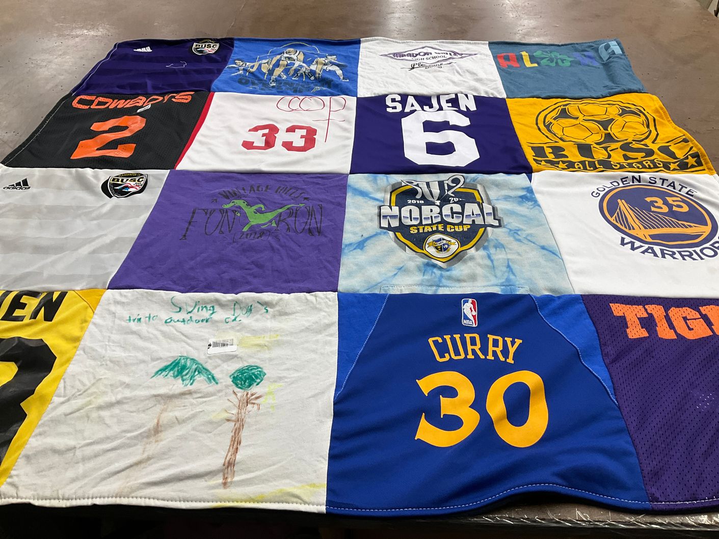 T-shirt quilt featuring golden state warriors by Mili from CA