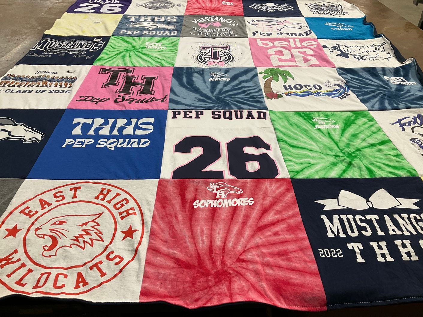 T-shirt quilt featuring mustangs, wildcats by Kerryn from CA