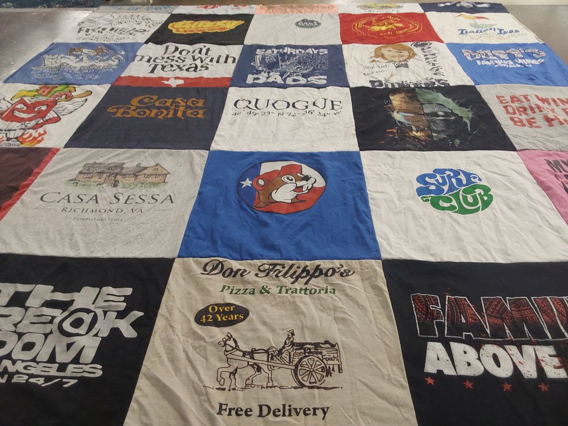 T-shirt quilt with cuisine, food themes by Christopher from VA