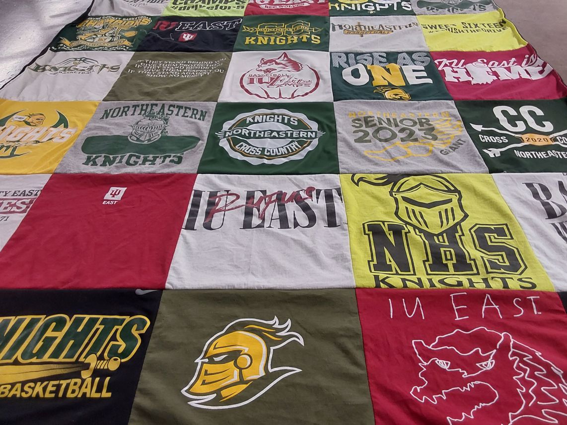 T-shirt quilt featuring northeastern knights, ihs knights by Michelle from OH