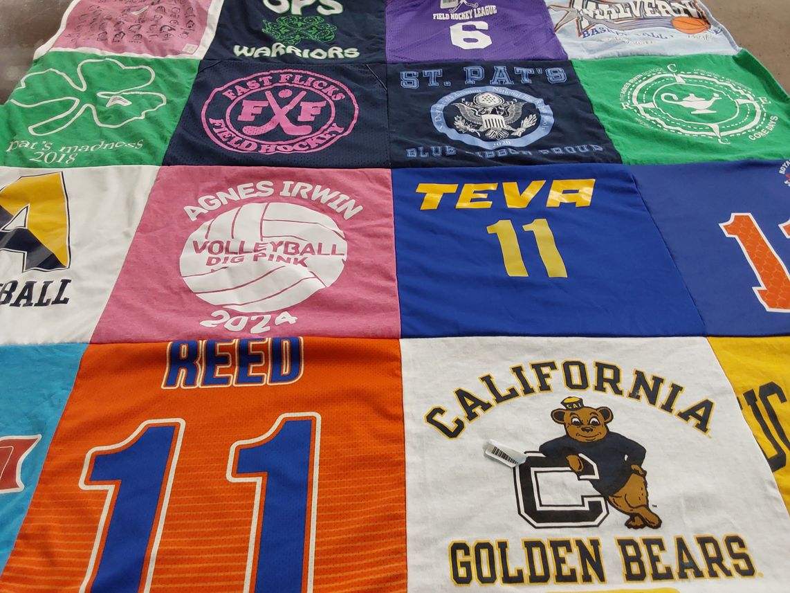 T-shirt quilt from agness irwin school, university of california by Debbie from PA