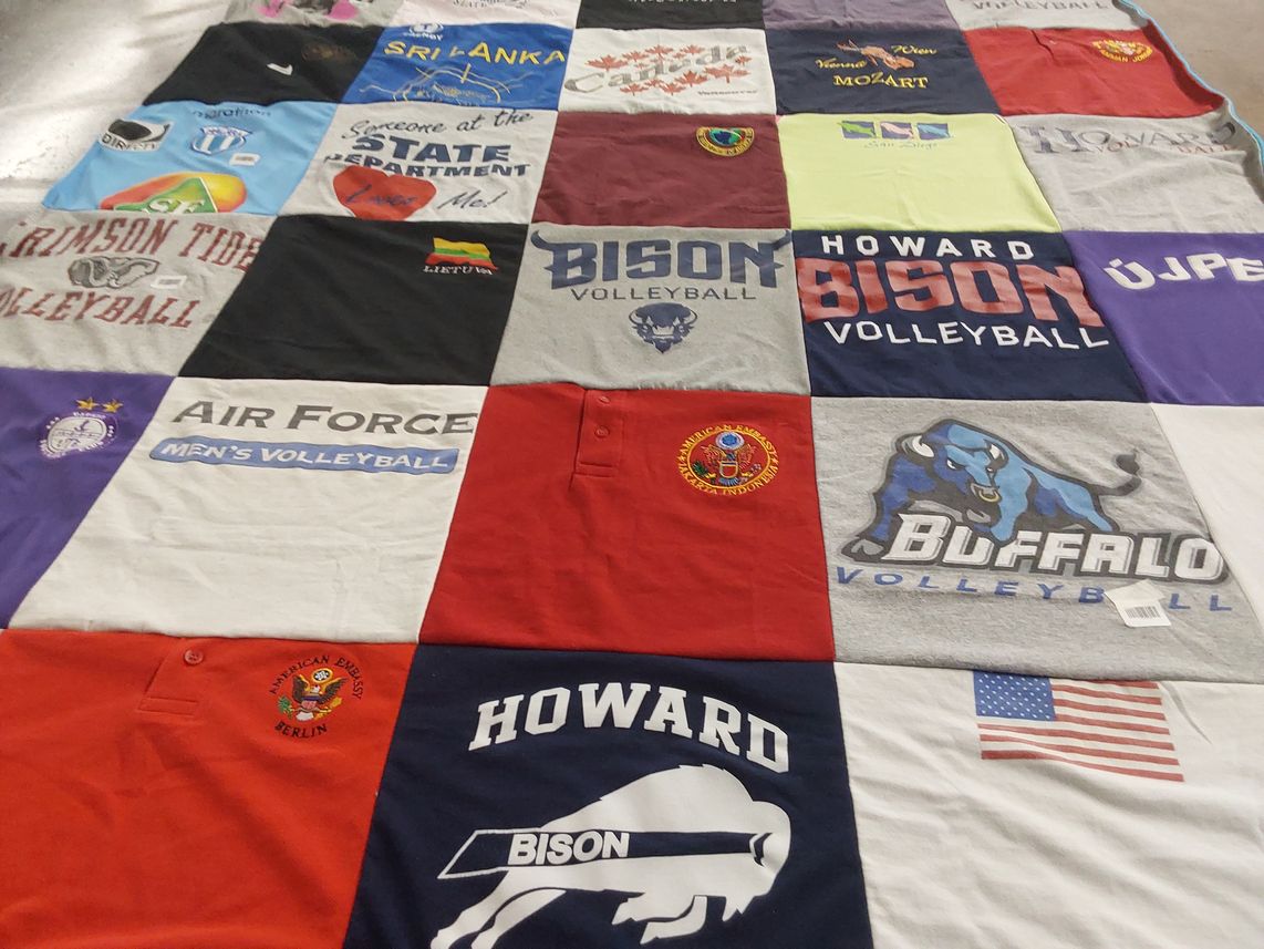 T-shirt quilt featuring howard university bison volleyball, university at buffalo volleyball by Diana from AL