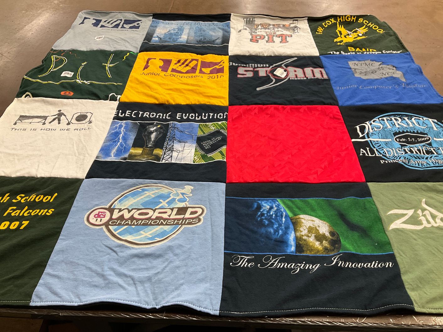 T-shirt quilt featuring falcons by Julia from VA