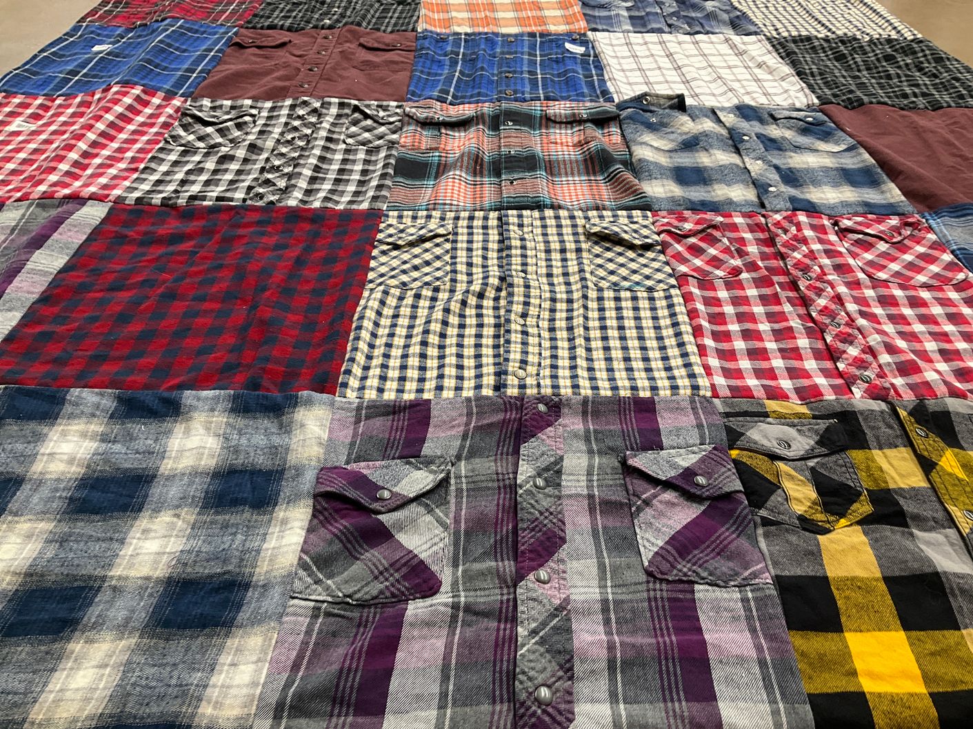 T-shirt quilt with flannel, fashion themes by Rachel from MA