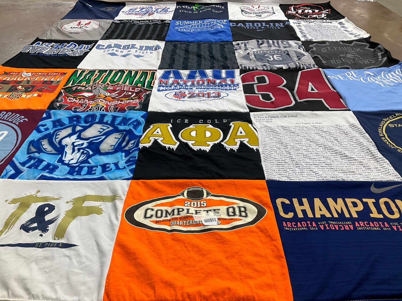 T-shirt quilt featuring carolina tar heels by Tryphenia from GA