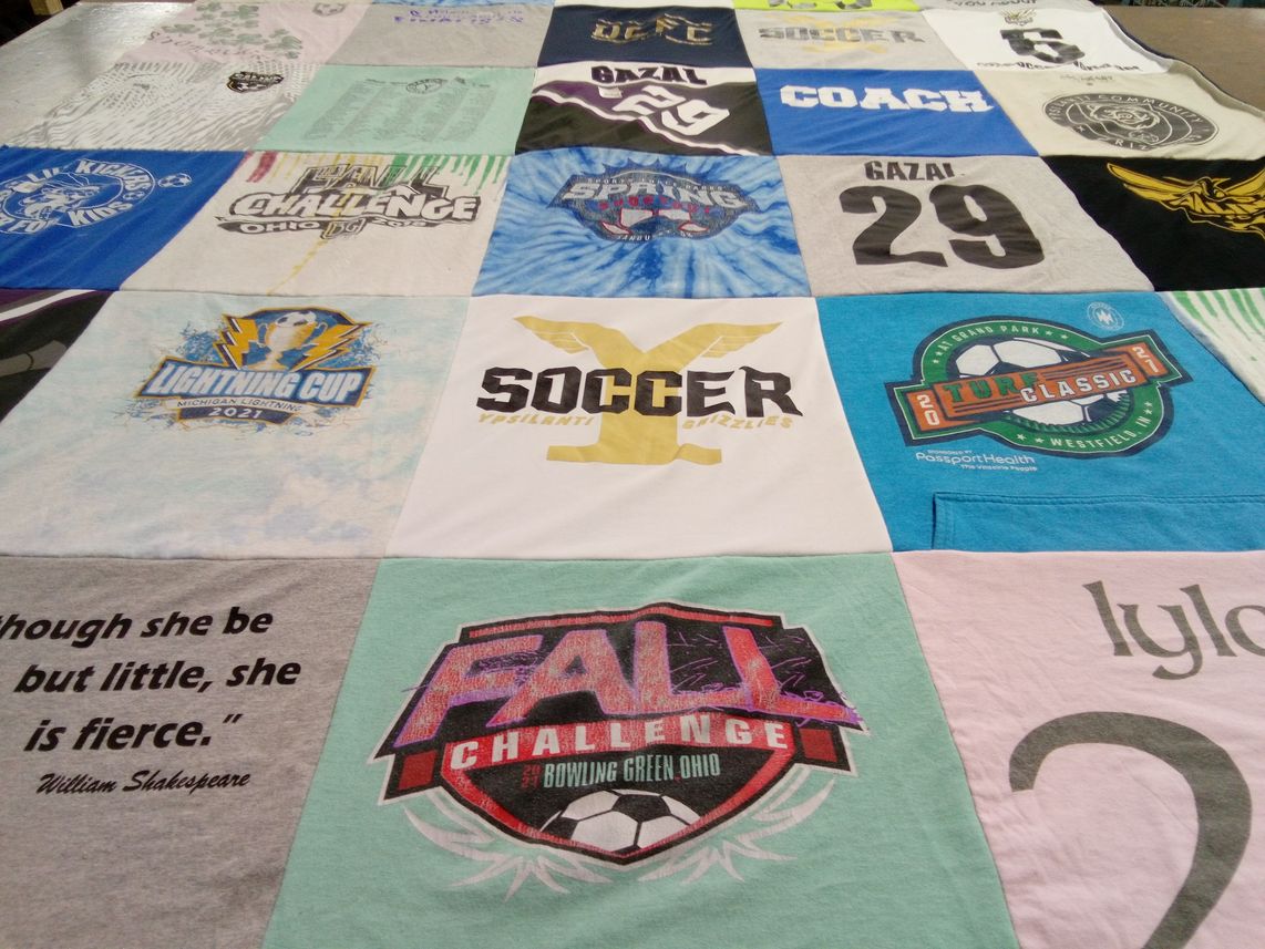 T-shirt quilt featuring ypsilanti grizzlies by Abeer from MI
