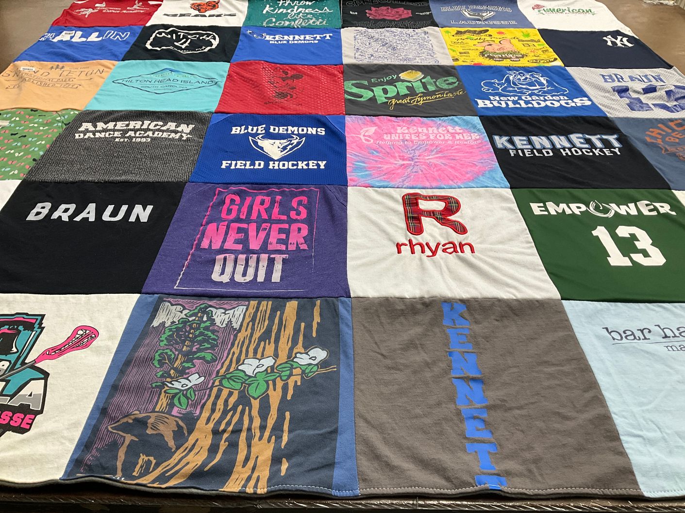 T-shirt quilt featuring blue demons field hockey by Lisa from PA