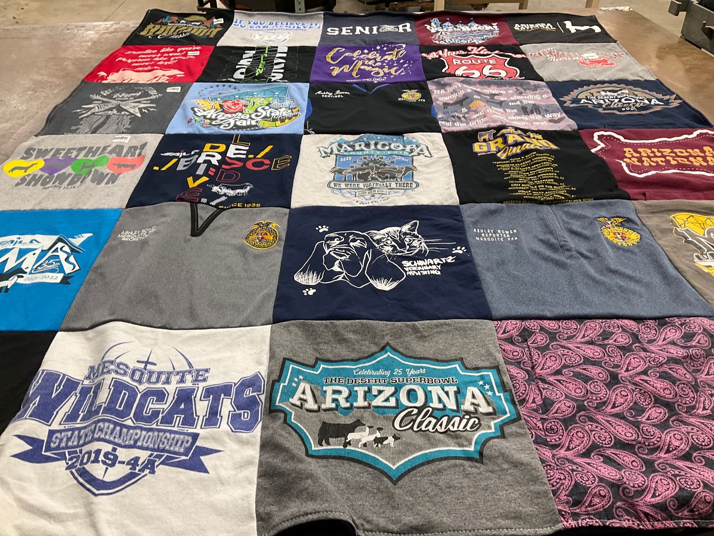 T-shirt quilt featuring mesquite high school wildcats by Ashley from AZ