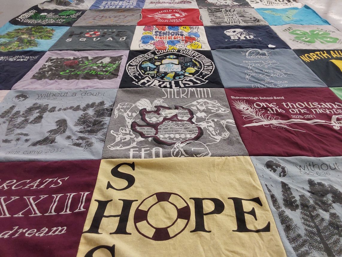 T-shirt quilt from sherman high school by Cecilia from TX