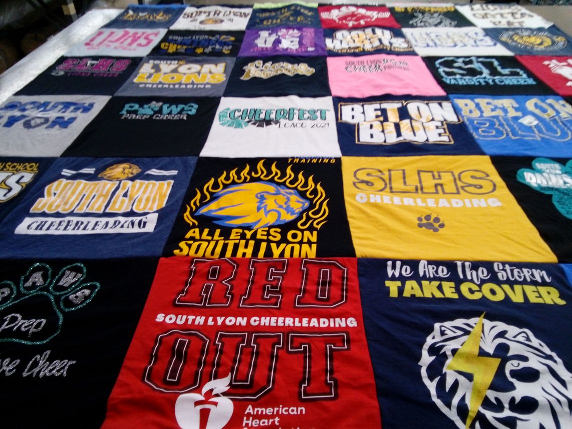 T-shirt quilt featuring south lyon cheerleading by Angela from MI