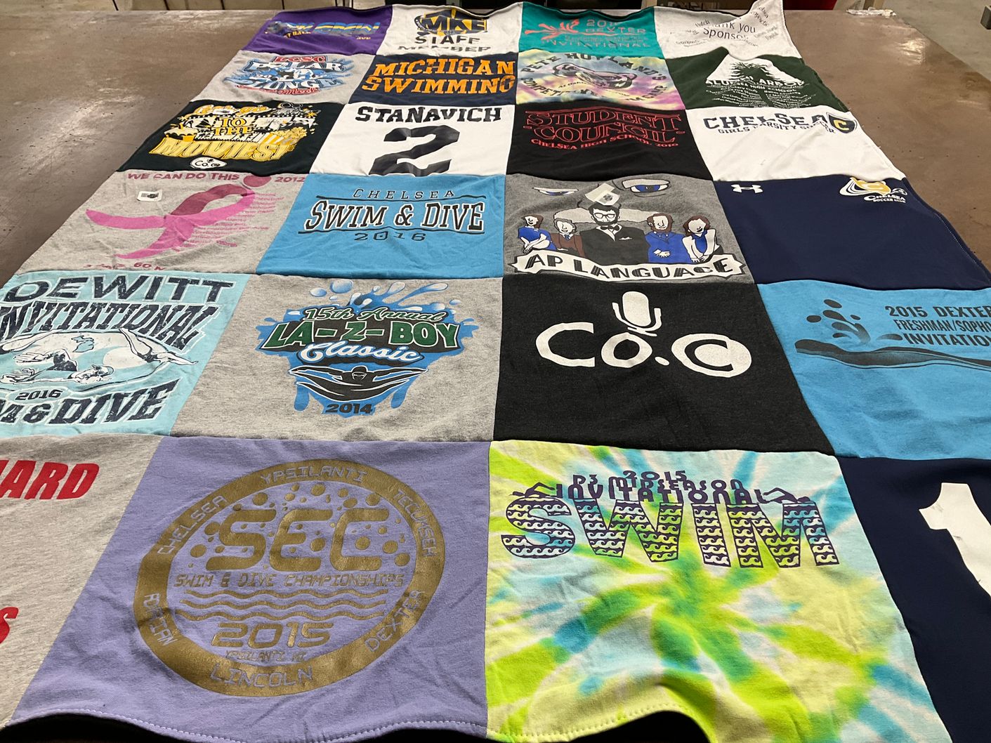 T-shirt quilt from chelsea high school, dewit high school by Emma from MI