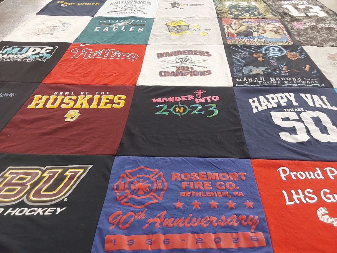 T-shirt quilt featuring philadelphia eagles, sacred heart university hockey by Stacy from PA