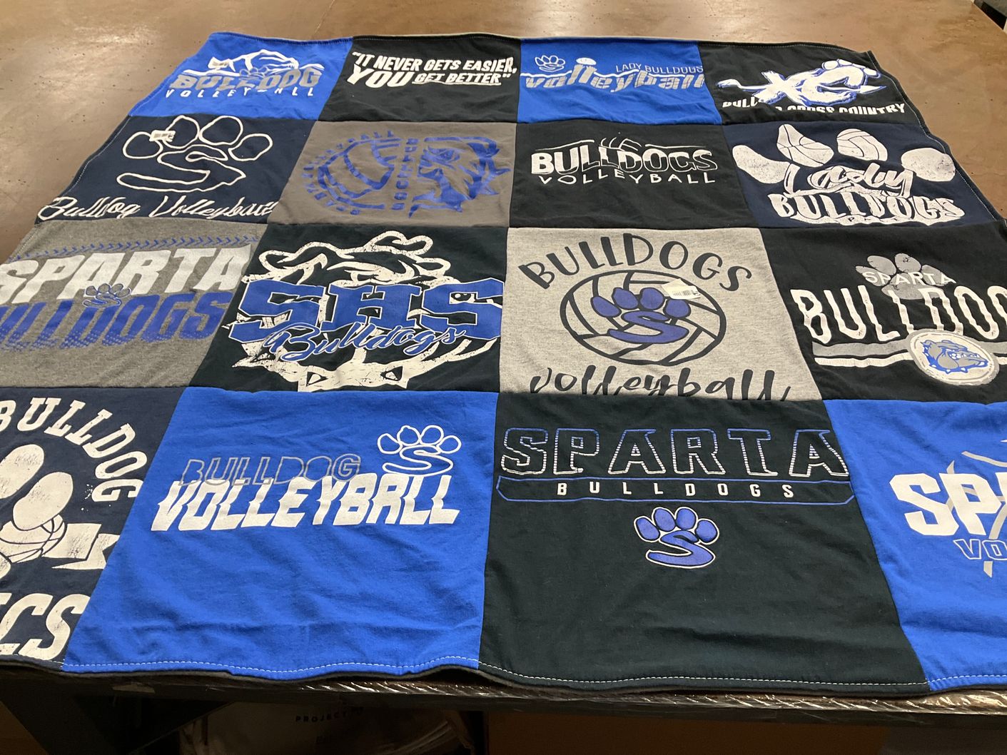 T-shirt quilt featuring sparta bulldogs by Abbey from IL