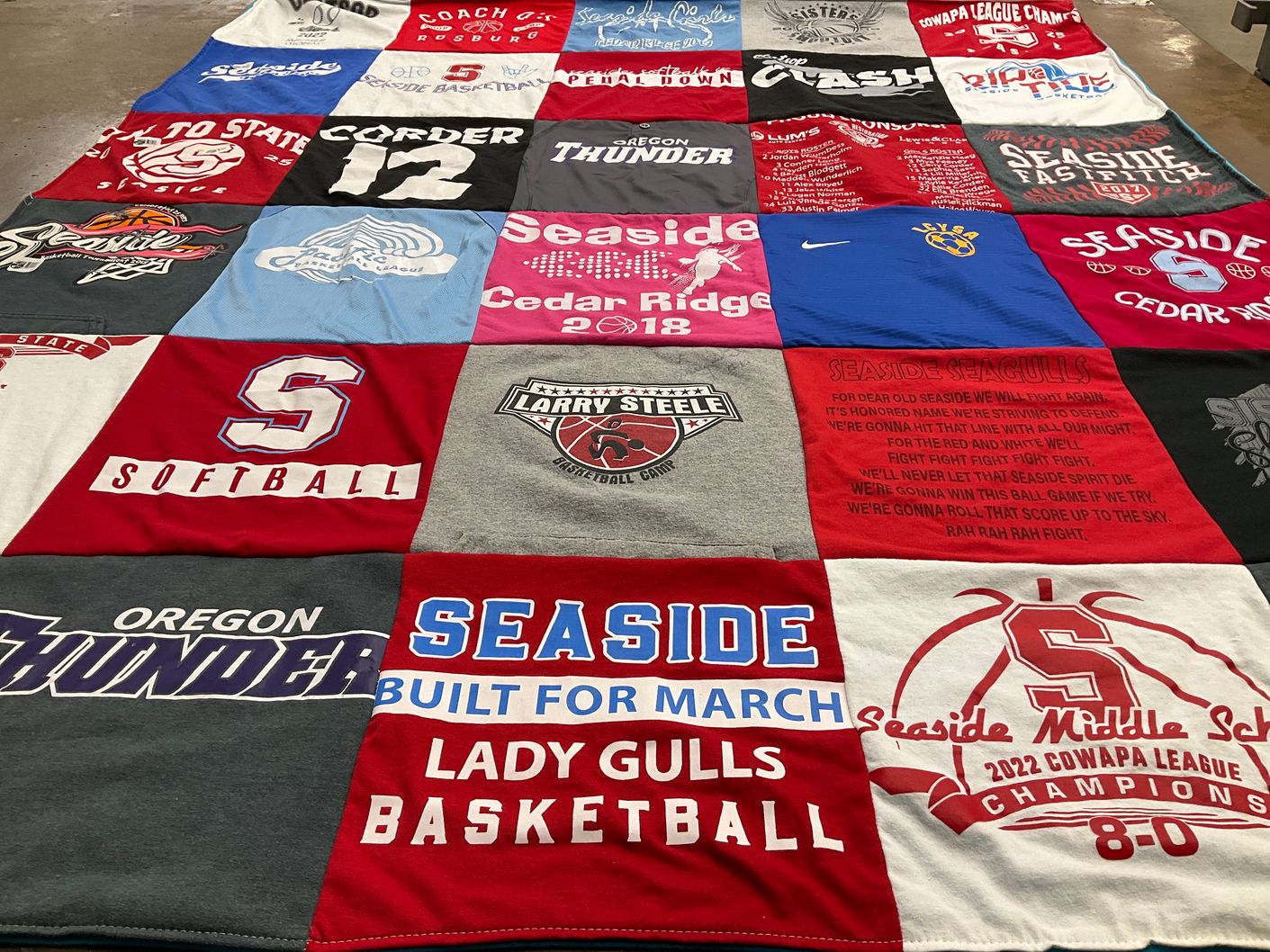 T-shirt quilt featuring seaside lady gulls basketball, oregon thunder by Chrristopher from OR
