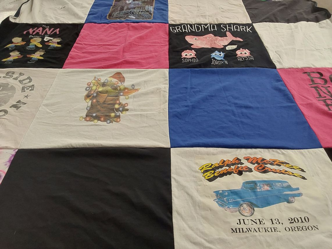T-shirt quilt with family, children themes by Myrtle from OR