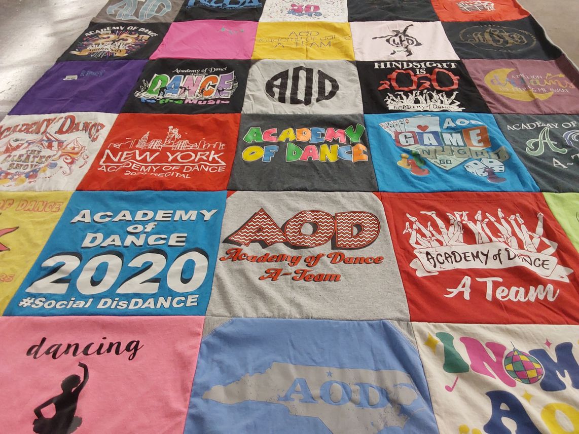 T-shirt quilt featuring academy of dance a team by Courtney from NC
