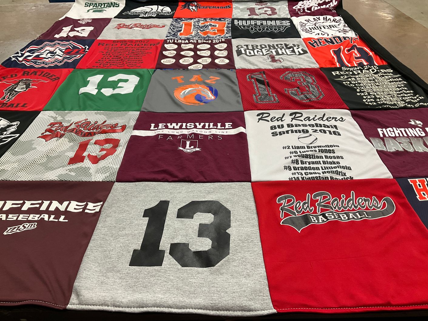 T-shirt quilt featuring red raiders baseball by Becky from TX