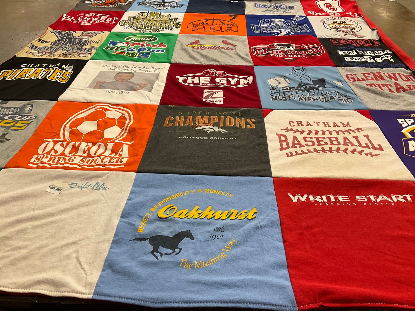 T-shirt quilt featuring chatham pirates, glenwood titans by Jennifer from IL