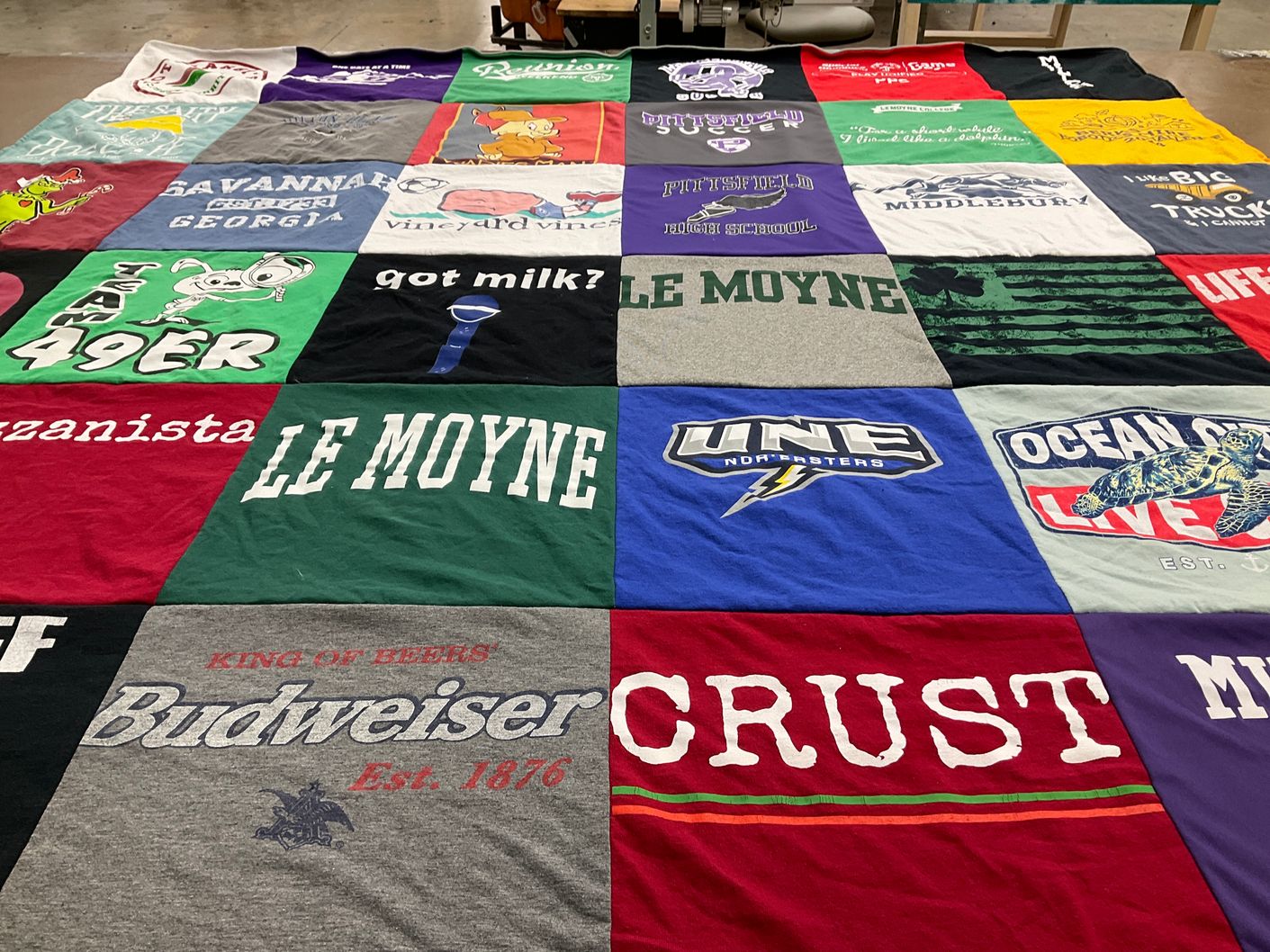 T-shirt quilt from le moyne college, university of new england by stephanie from MA