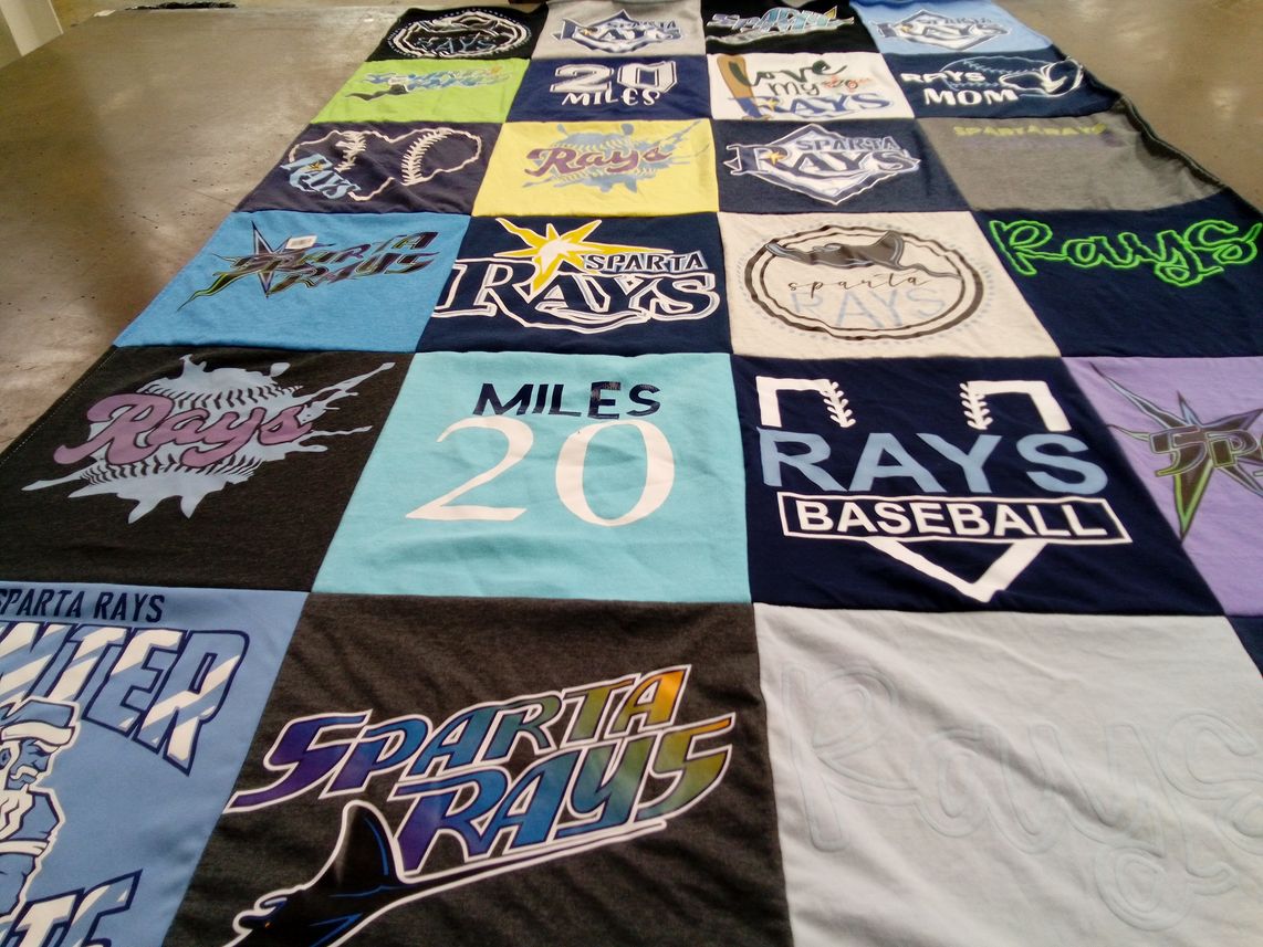 T-shirt quilt featuring sparta rays baseball by Abbey from IL
