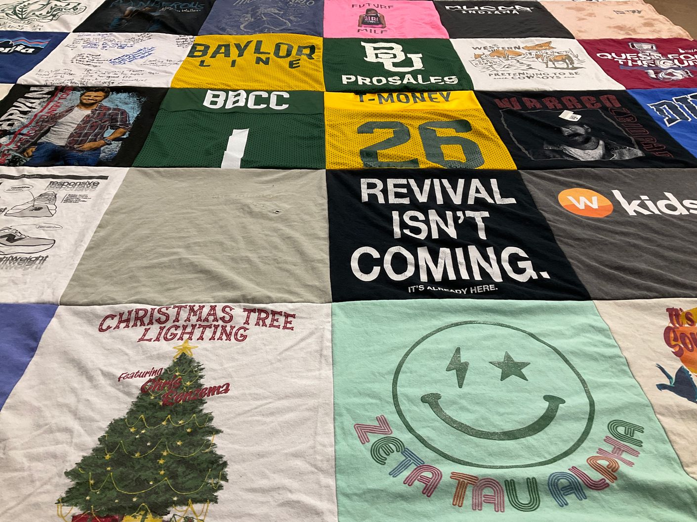 T-shirt quilt from baylor university by Tanner from CO