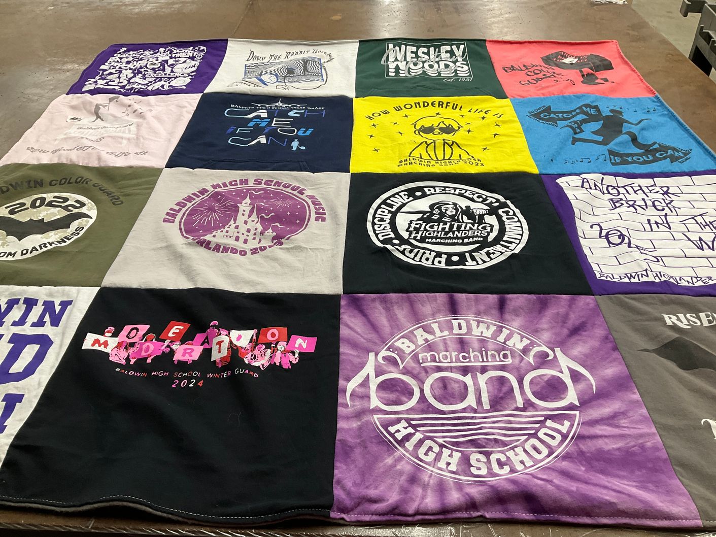 T-shirt quilt from baldwin high school by Paula from PA