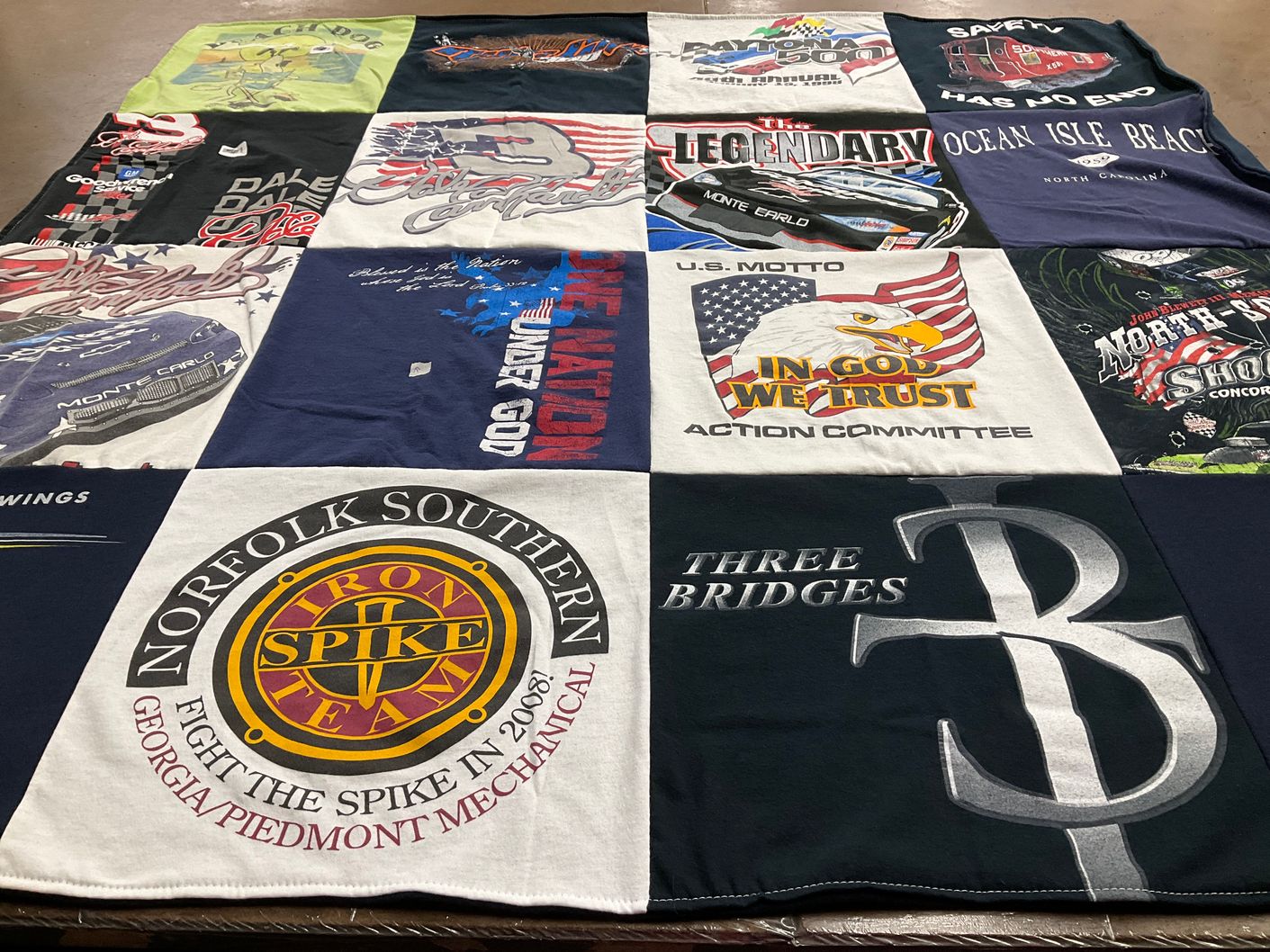 T-shirt quilt with nascar, racing themes by SHERRY from PA