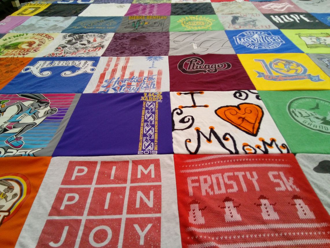 T-shirt quilt with music, family themes by Amanda from AR