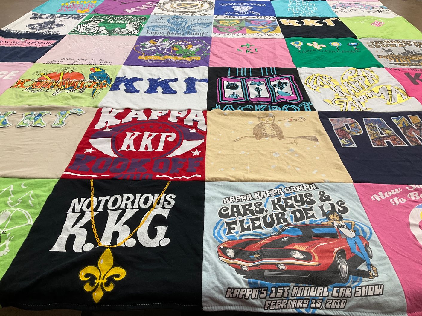 T-shirt quilt with sorority, fraternity themes by Paula from FL