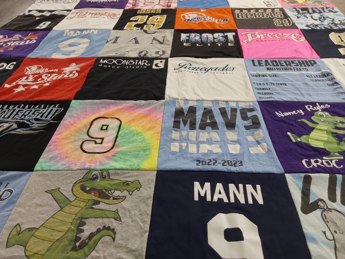 T-shirt quilt featuring mavs, rebels by Monicka from OR