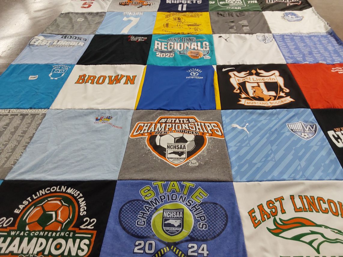 T-shirt quilt featuring east lincoln mustangs soccer by Elizabeth from NC
