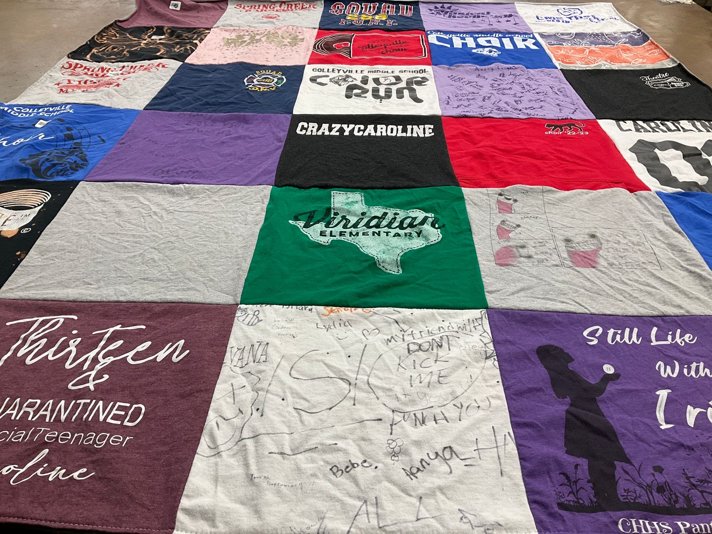 T-shirt quilt from viridian elementary school by Kathryn from TX