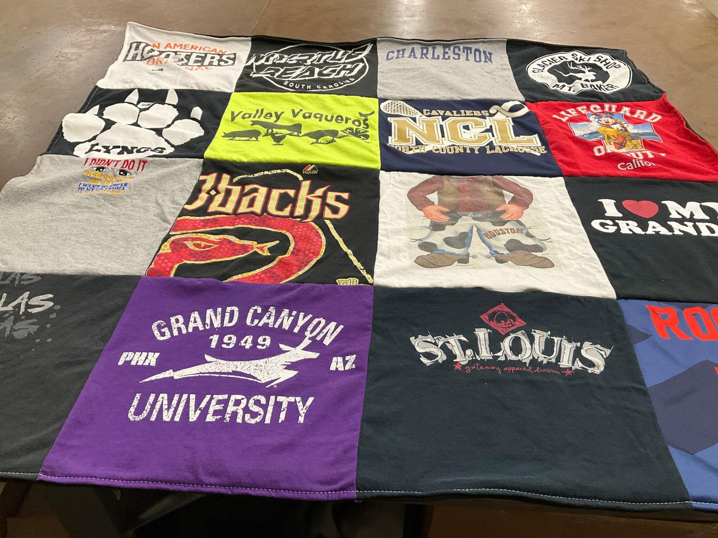 T-shirt quilt featuring 3backs by Stef from WA