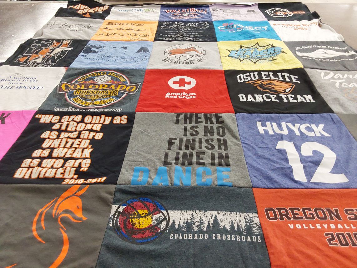 T-shirt quilt featuring oregon state university volleyball team, osu elite dance team by Nichole from OR