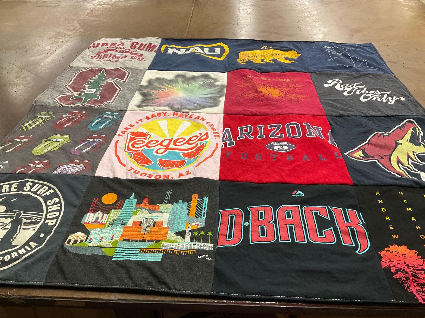 T-shirt quilt featuring arizona football, arizona diamondbacks by Jennifer from CA