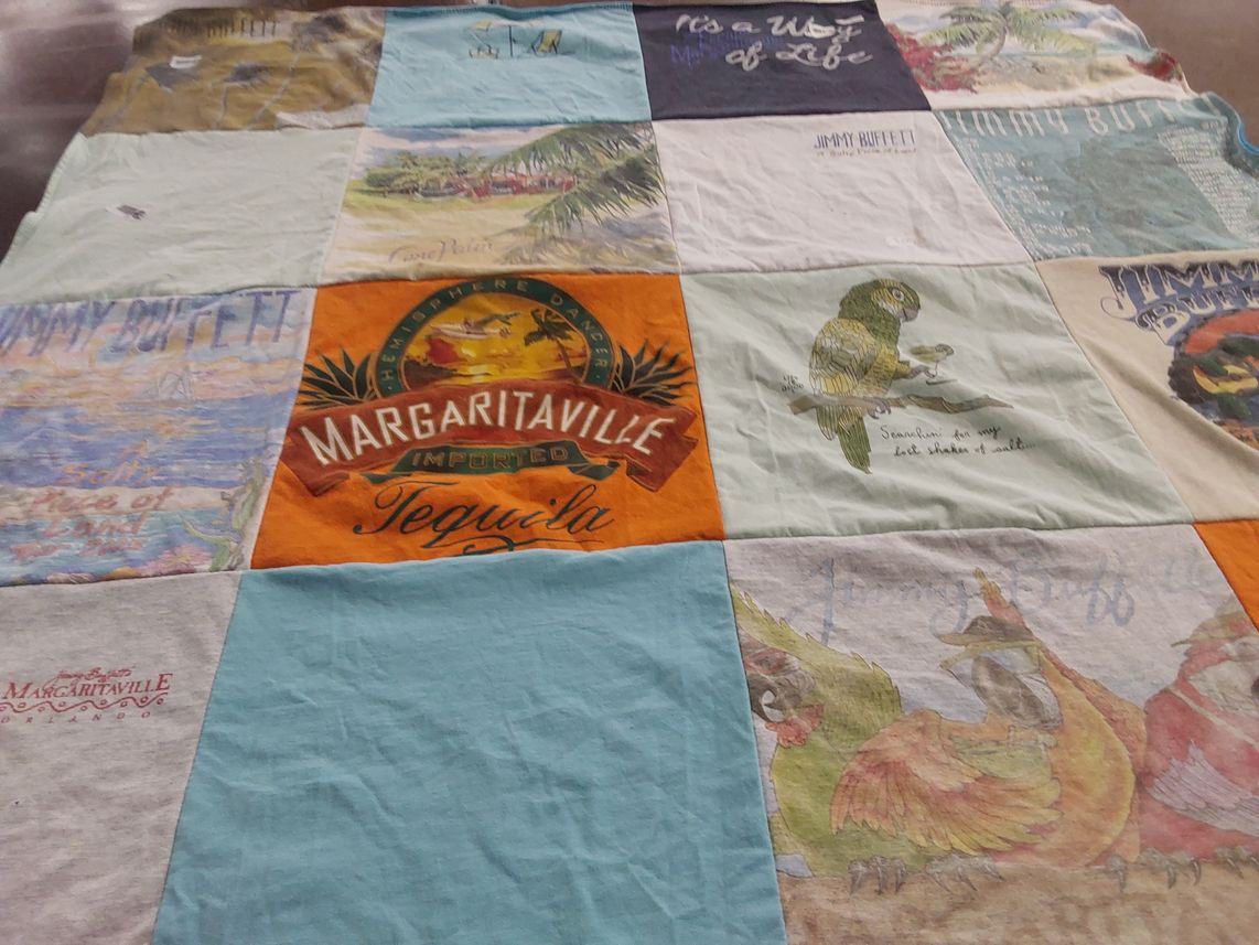 T-shirt quilt with music, beach themes by Home from LA