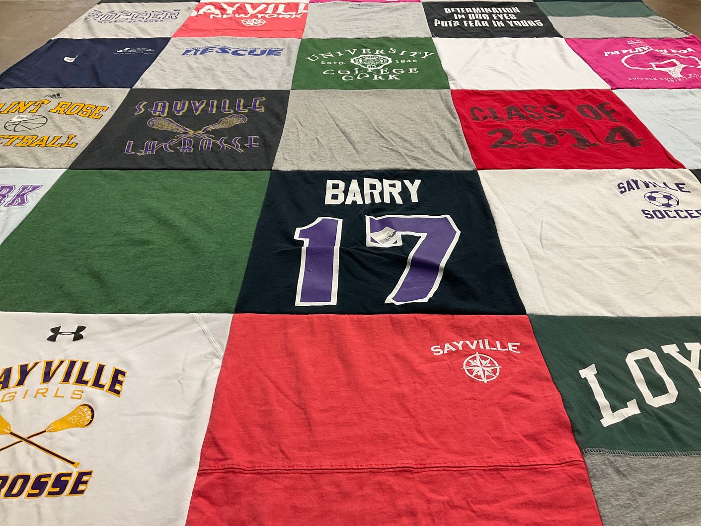 T-shirt quilt featuring sayville girls lacrosse, sayville soccer by Laurie from NY