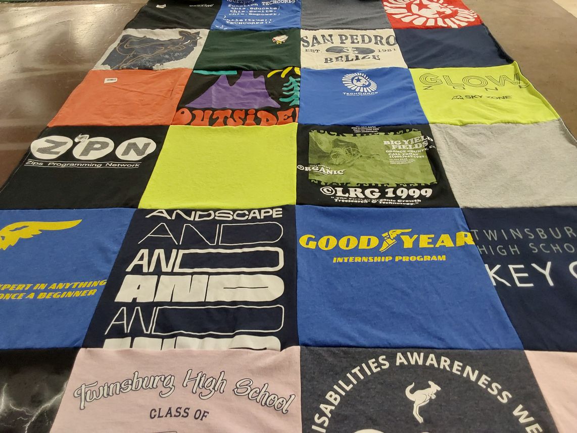 T-shirt quilt from twinsburg high school by Cynthia from OH