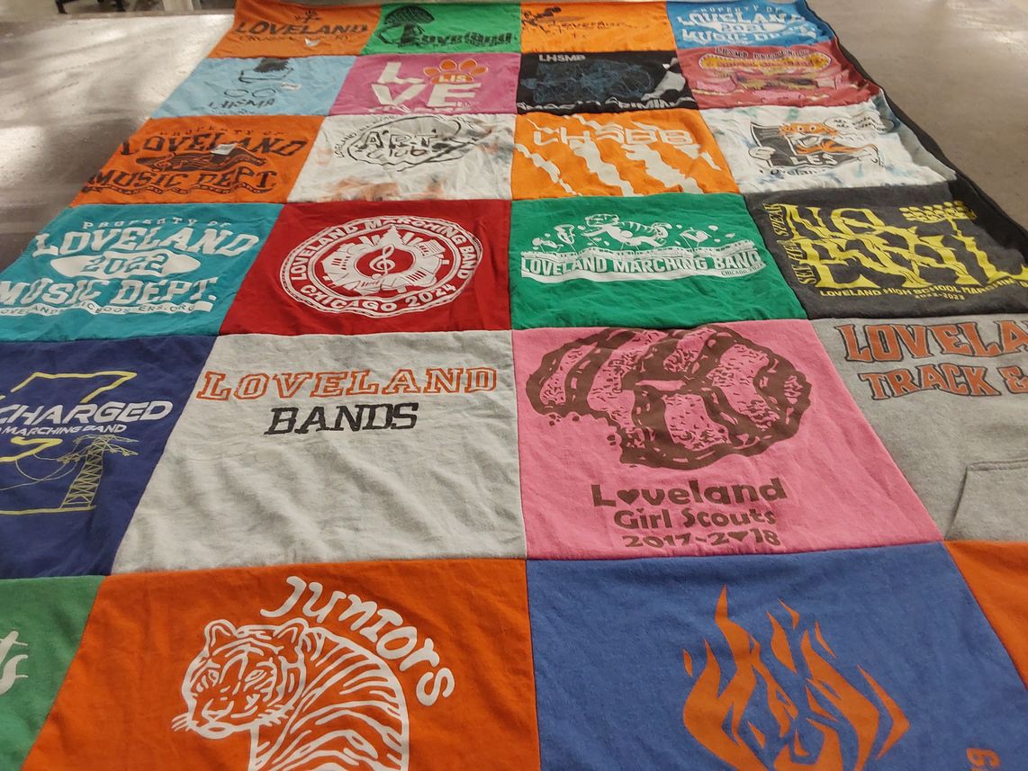T-shirt quilt from loveland high school by Rebecca Hetzel Bayliff co from OH
