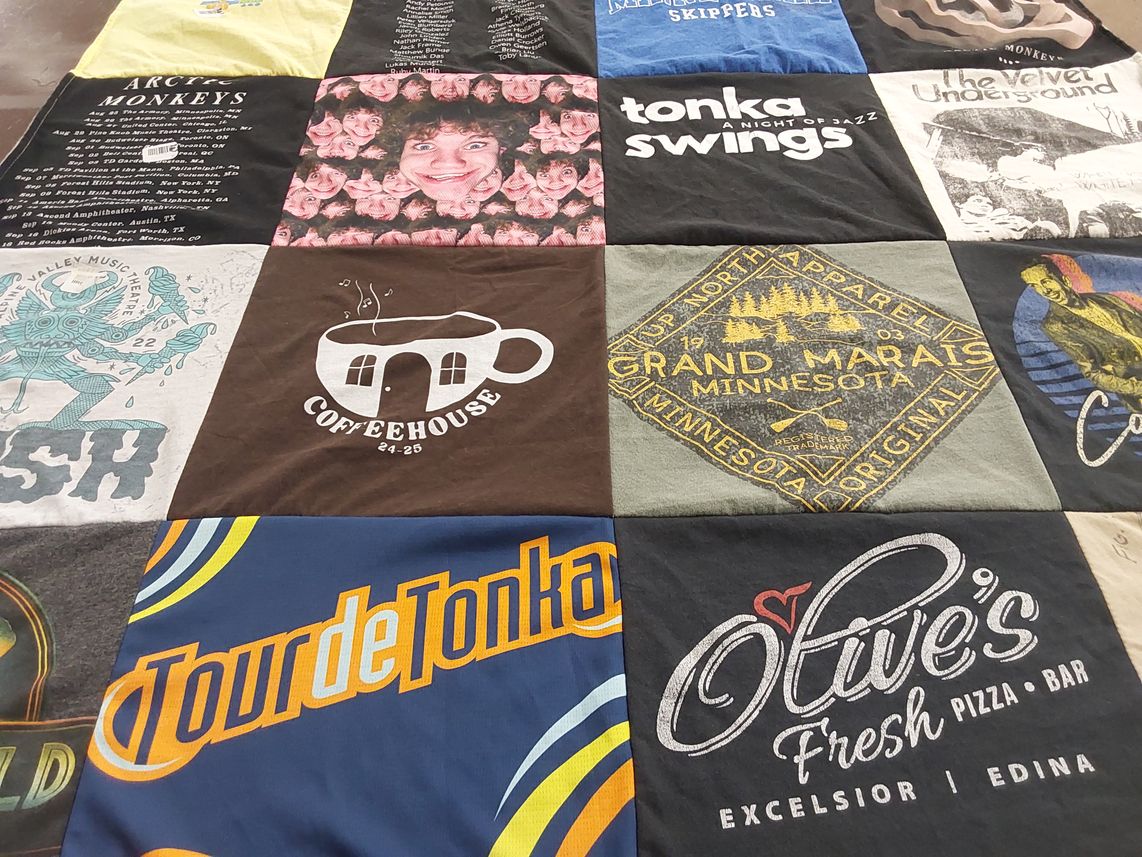 T-shirt quilt with music, food themes by Jeremy from MN