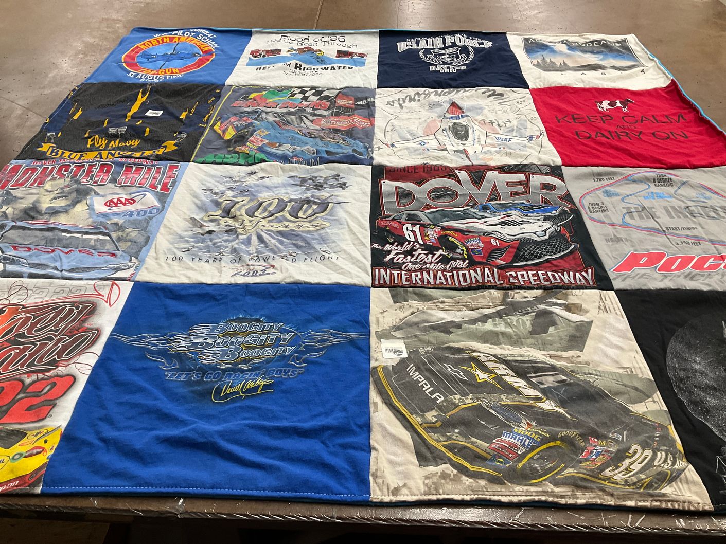 T-shirt quilt with racing, nascar themes by Lisa from NY