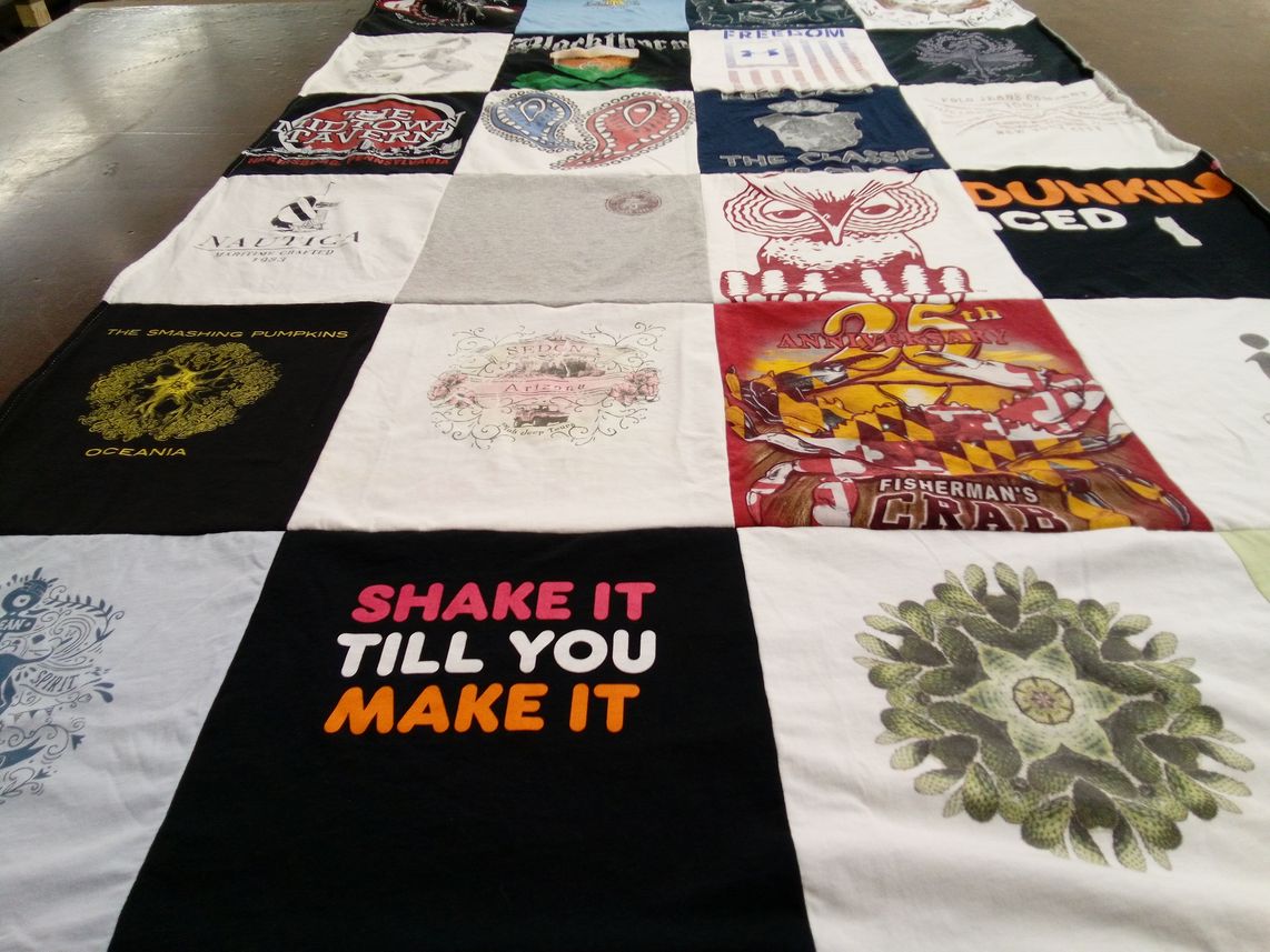 T-shirt quilt with music, brands themes by Melanie from PA