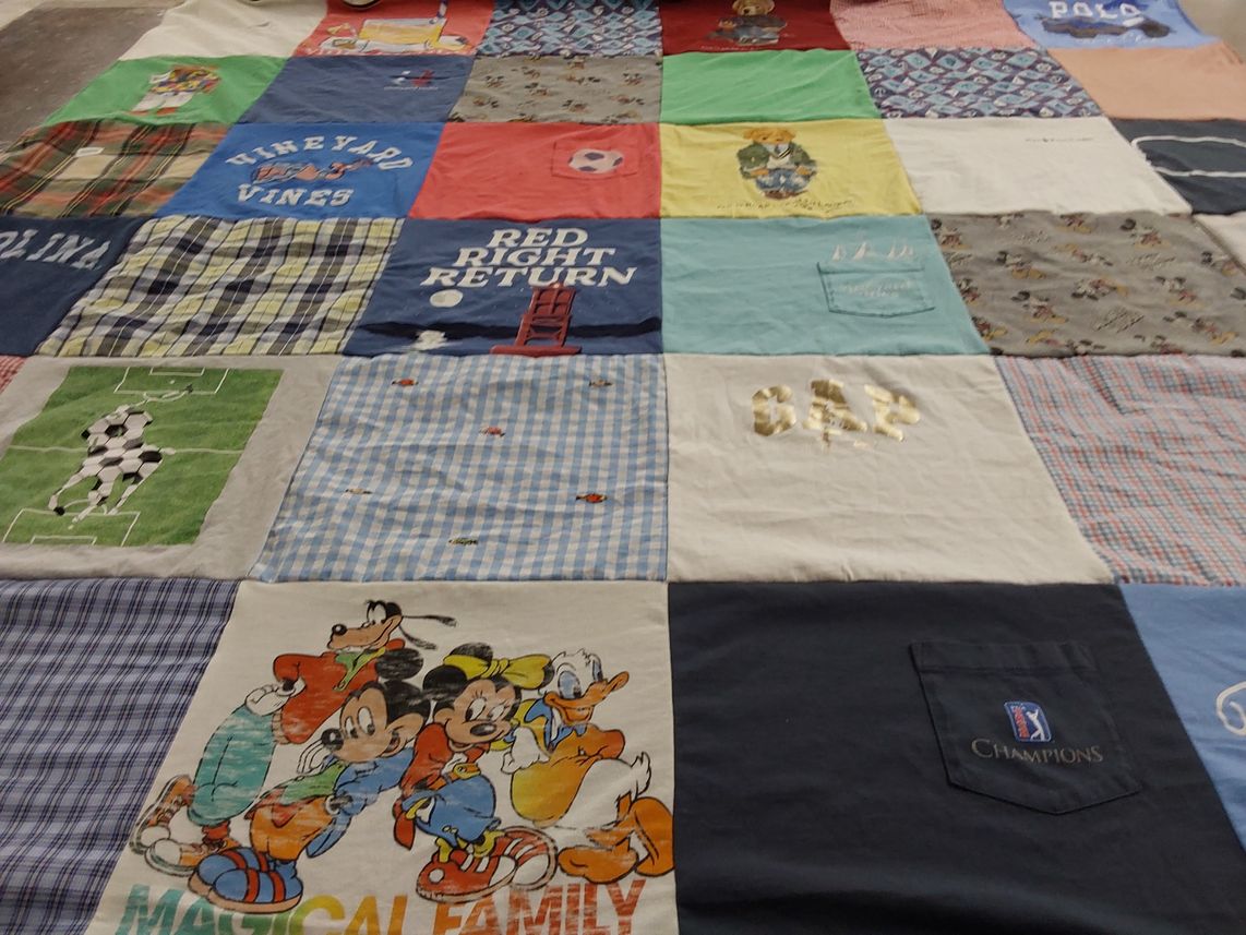 T-shirt quilt with soccer, disney themes by Jennifer from FL