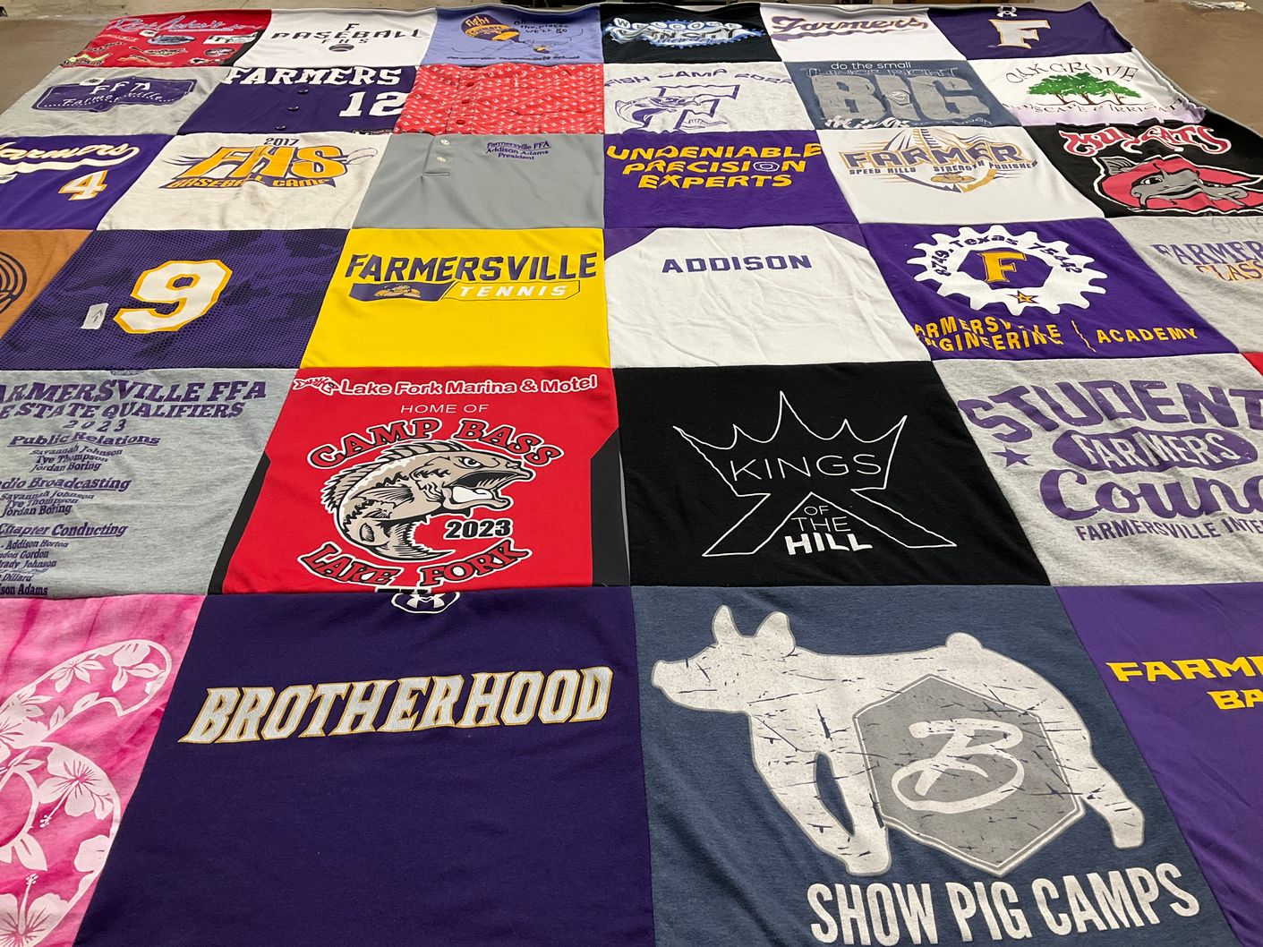 T-shirt quilt featuring farmersville baseball by Jennifer from TX