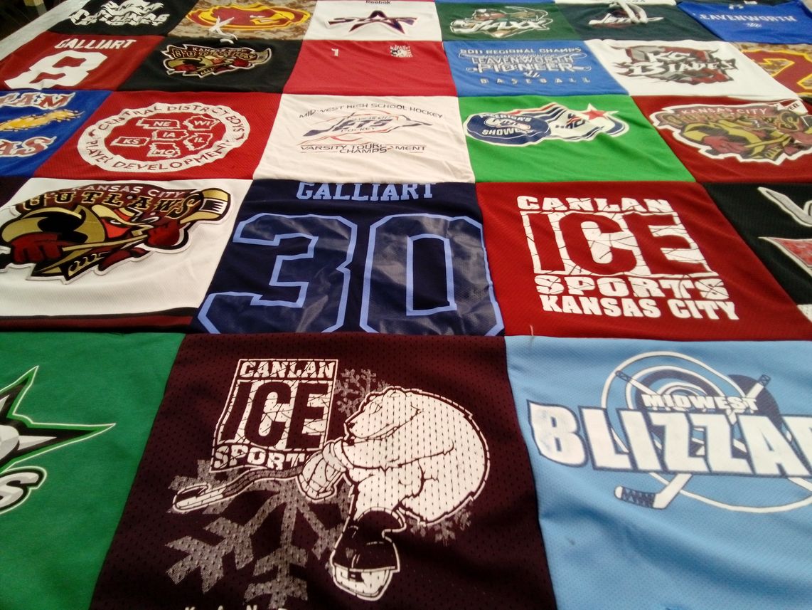 T-shirt quilt featuring outlaws, midwest blizzard by Roland from KS
