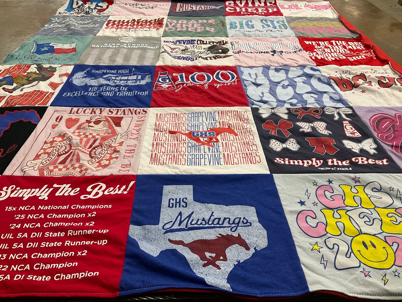 T-shirt quilt featuring grapevine mustangs by Mindy from TX