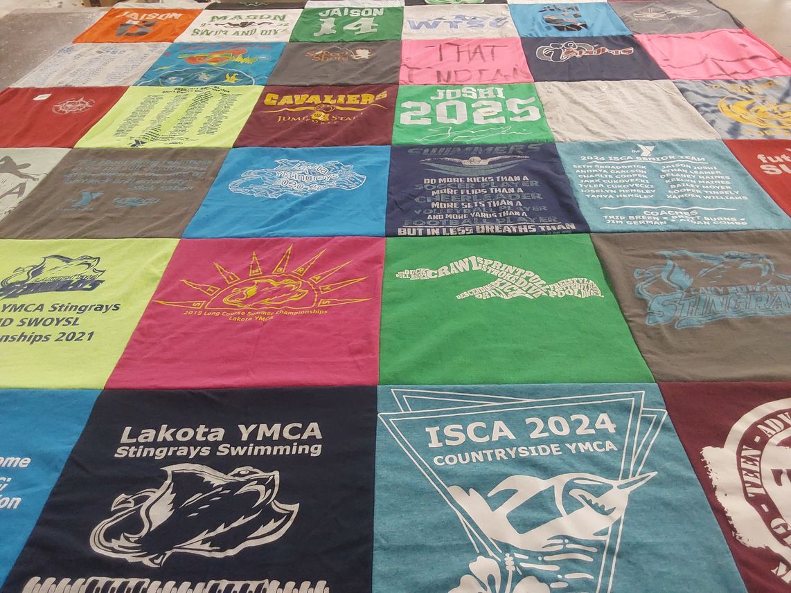 T-shirt quilt featuring lakota ymca stingrays, isca by Rupali from OH