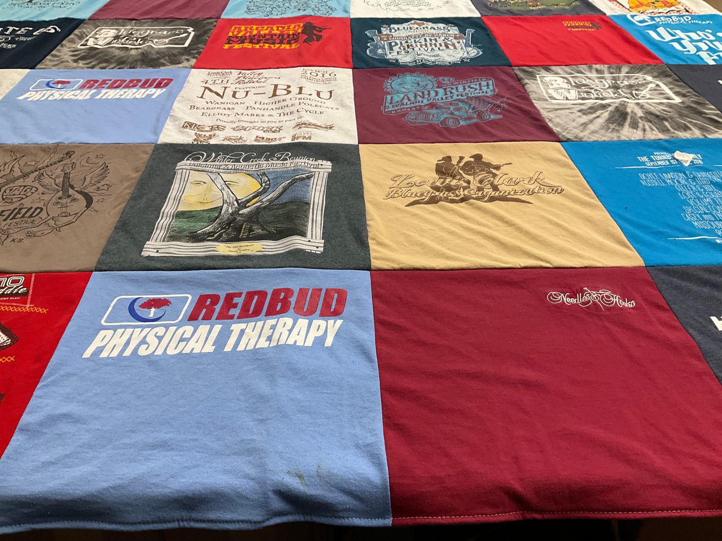 T-shirt quilt with music, therapy themes by Debbie from OK