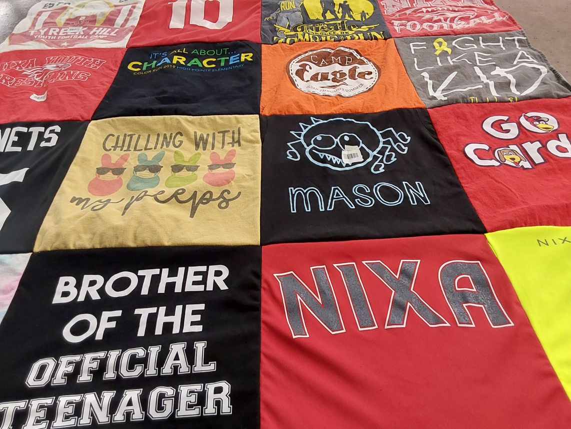 T-shirt quilt from nixa high school by Rachel from MO